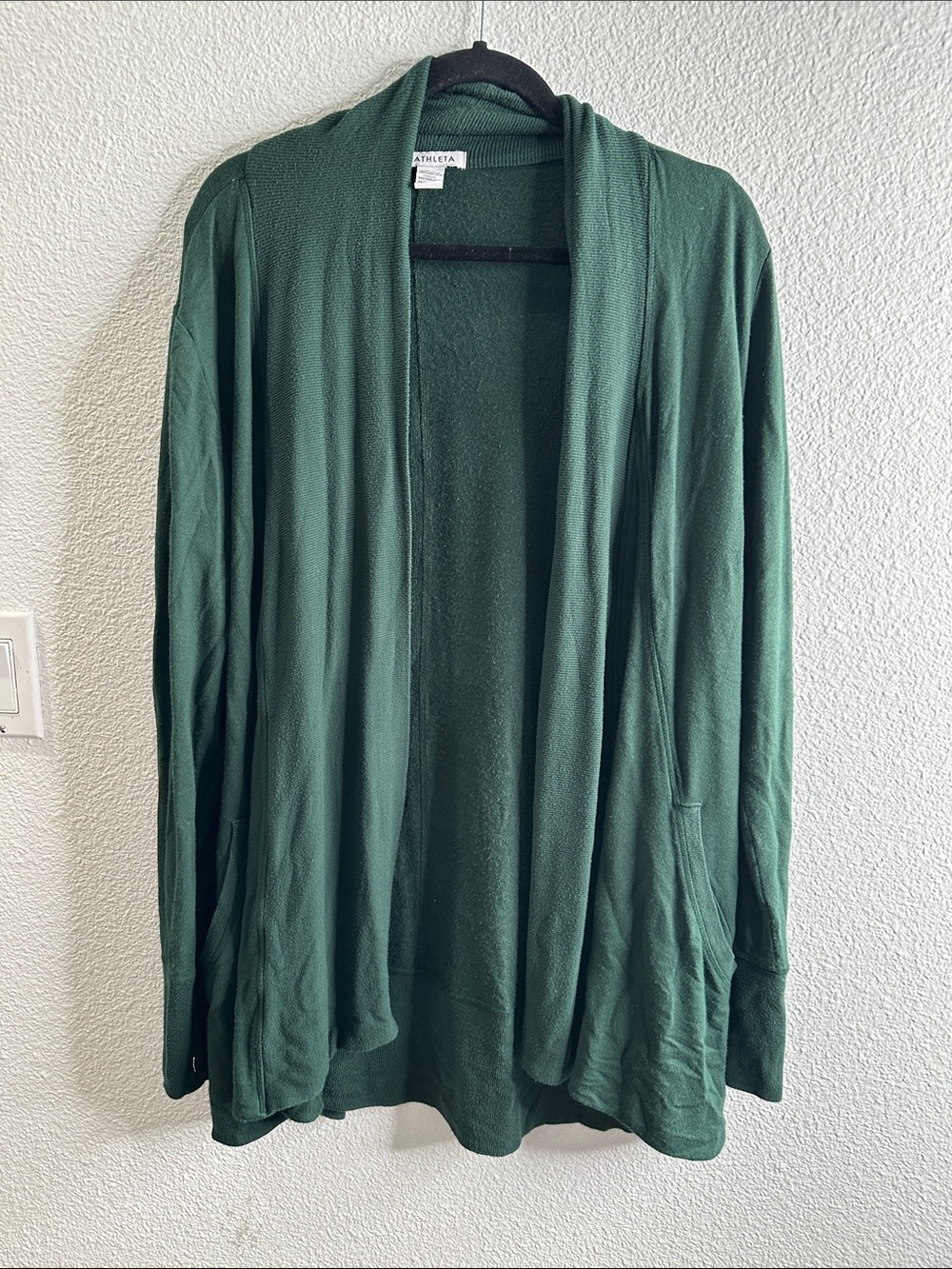 Athleta Deep Green Lightweight Open-Front Cardigan size L
